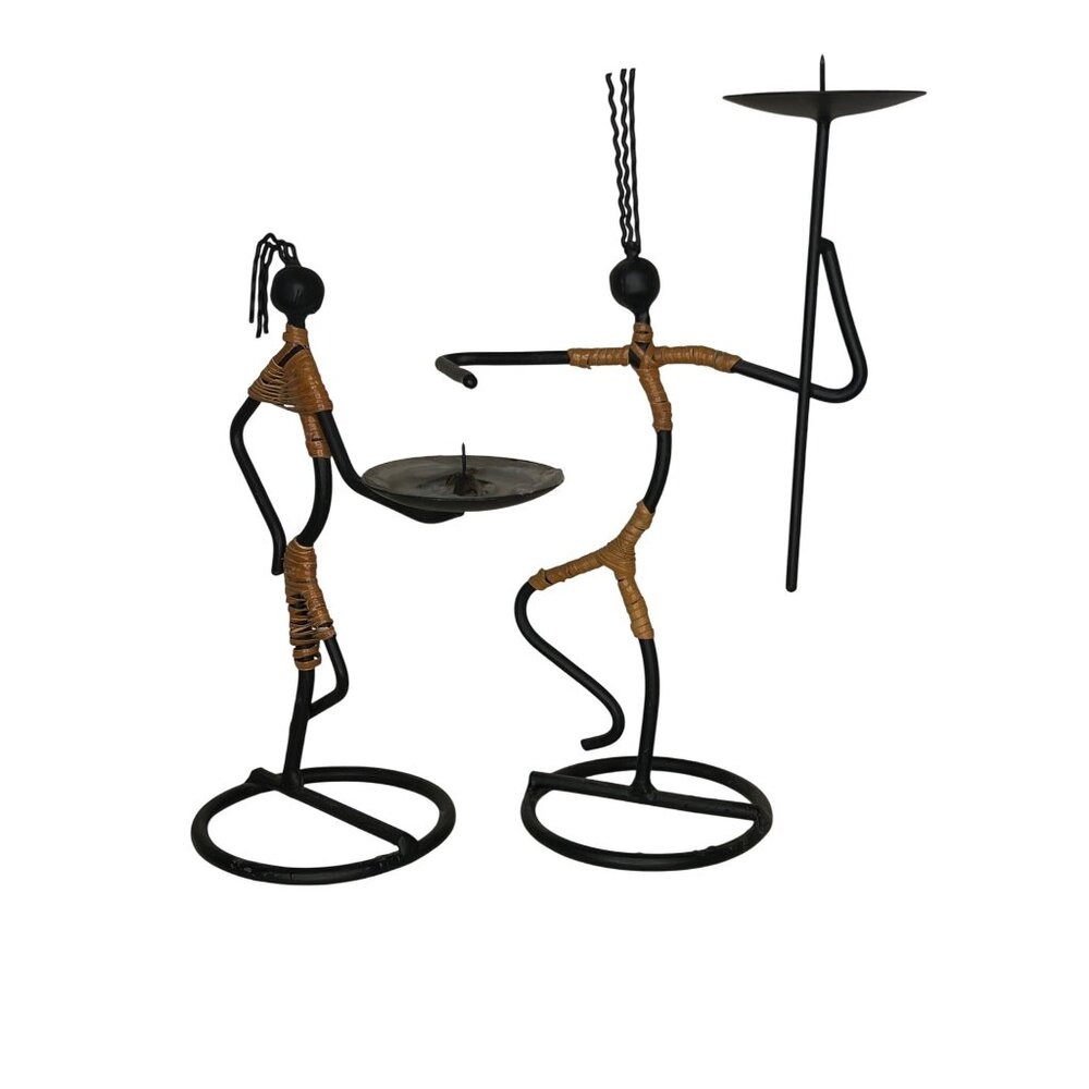 Vintage 1960's Pair of Laurids Lonborg  Figure Dancing Candle Holders 9in & 12in